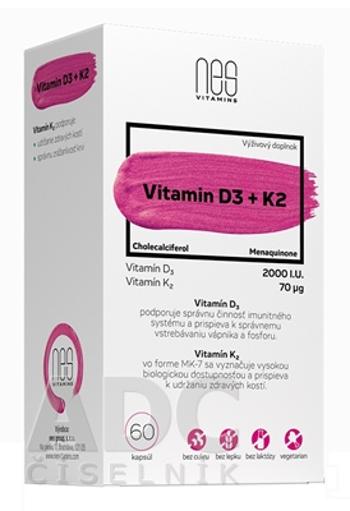 NesVitamins Vitamin D3 2000 I.U. + K2 70 μg 60 kapsúl