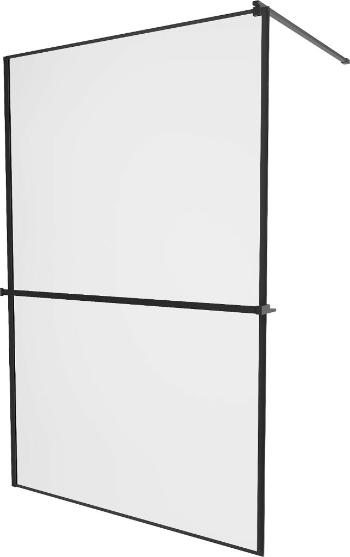 MEXEN/S - KIOTO Sprchová zástena WALK-IN s poličkou a držiakom uterákov 70 x 200 cm, transparent/čierna 8 mm, čierna 800-070-121-70-70