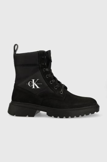 Členkové topánky Calvin Klein Jeans Chunky Hiking Boot pánske, čierna farba