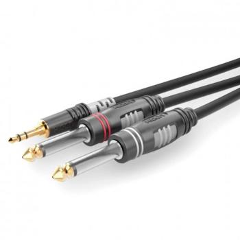 Hicon HBA-3S62-0150 jack audio prepojovací kábel [1x jack zástrčka 3,5 mm - 2x jack zástrčka 6,3 mm (mono)] 1.50 m čiern