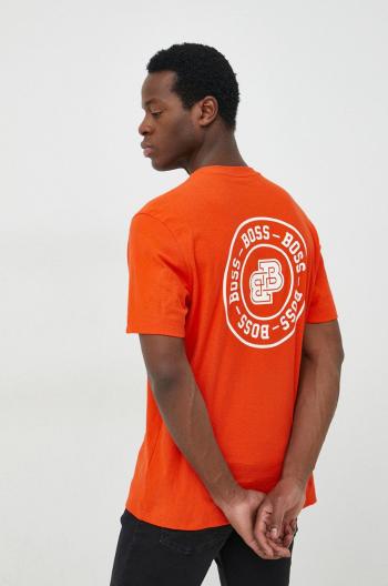 Bavlnené tričko BOSS BOSS ORANGE oranžová farba, s potlačou