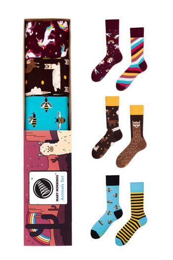 Viacfarebné ponožky v darčekovej krabičke Animals Set - trojbalenie