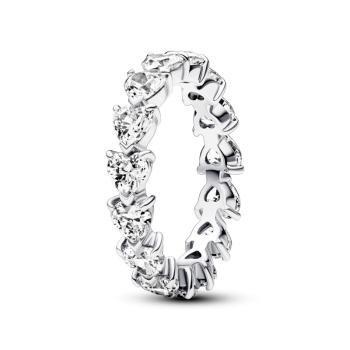 Pandora Trblietavý strieborný prsteň Row of Hearts Timeless 193103C01 50 mm