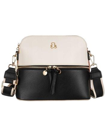 Lulucastagnette bielo-čierno-oranžová crossbody kabelka so širokým popruhom vel. ONE SIZE