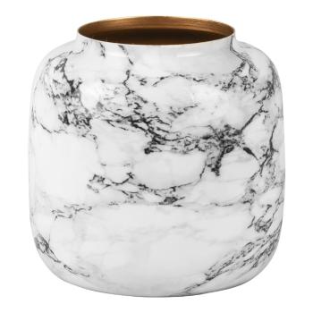 Bielo-čierna železná váza PT LIVING Marble, výška 19,5 cm