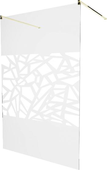 MEXEN/S - KIOTO samostatne stojaca sprchová zástena 120 x 200 cm, transparent/biela vzor 8 mm, zlatá 800-120-002-50-85