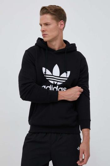 Bavlnená mikina adidas Originals pánska, čierna farba, s kapucňou, s potlačou