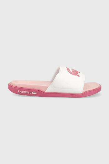 Šľapky Lacoste CROCO DUALISTE dámske, biela farba, 45CFA0001