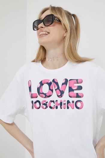 Bavlnené tričko Love Moschino biela farba