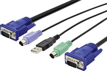 Digitus KVM prepojovací kábel [1x VGA zástrčka - 2x PS/2 zástrčka, USB 2.0 zástrčka A, VGA zástrčka] 5.00 m čierna