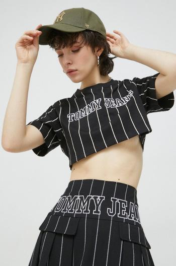 Bavlnené tričko Tommy Jeans čierna farba