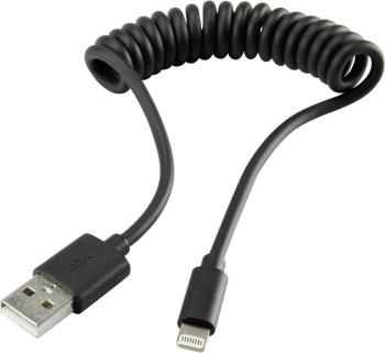 Renkforce #####USB-Kabel USB 2.0 #####USB-A Stecker, #####Apple Lightning Stecker  95.00 cm čierna špirálový kábel