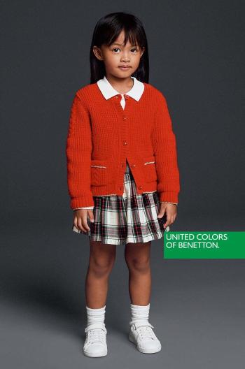 Dievčenská sukňa United Colors of Benetton béžová farba, mini, áčkový strih