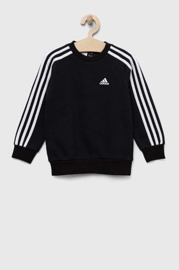 Detská mikina adidas LK 3S FL čierna farba, s nášivkou