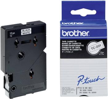 páska do štítkovača  Brother TC TC-201  Farba pásky: biela Farba písma:čierna 12 mm 7.7 m