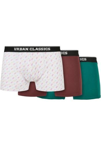 Urban Classics Organic Boxer Shorts 3-Pack scrpt clrfl+cherry+treegreen - S
