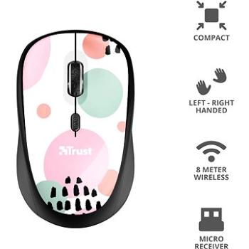 Trust Yvi Wireless Mouse Pink Circles (24441)