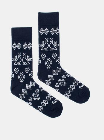 Tmavomodré vzorované ponožky Fusakle Modrotisk Čičmany