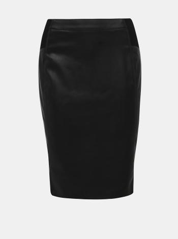 Čierna koženková púzdrová sukňa VERO MODA Buttersia