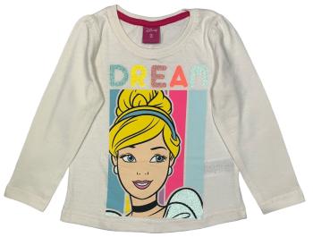 EPlus Dievčenské tričko s dlhým rukávom - Popoluška Disney biele Veľkosť - deti: 122