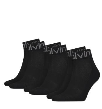 CALVIN KLEIN - 3PACK CK čierne quarter ponožky s logom-UNI