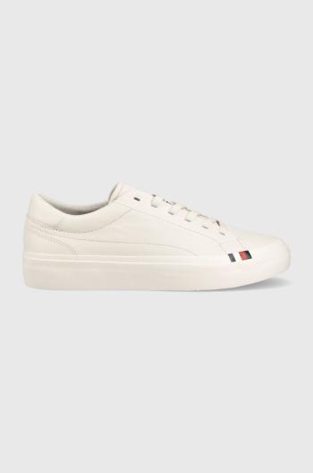 Kožené tenisky Tommy Hilfiger ELEVATED VULC LEATHER LOW biela farba, FM0FM04418