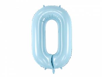 PartyDeco Fóliový balón narodeninové číslo 0 svetlomodrý