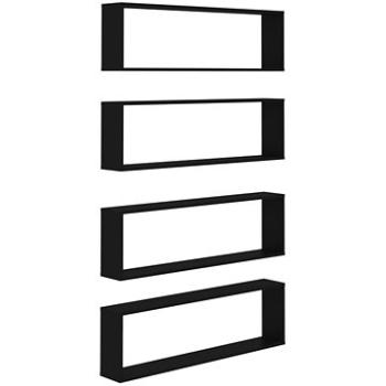 Shumee - Nástenné obdĺžnikové, 4 ks  čierne, 100 × 15 × 30 cm, drevotrieska, 807083