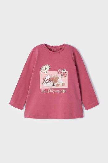 Detské tričko s dlhým rukávom Mayoral ružová farba,