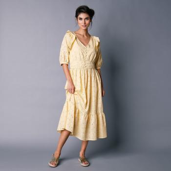 Blancheporte Šaty s anglickou výšivkou žltá 46