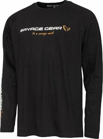 Savage Gear Tričko Signature Logo Long Sleeve T-Shirt Black Caviar Black Caviar S