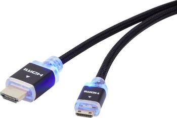 HDMI prepojovací kábel  3.00 m čierna SpeaKa Professional s LED, Ultra HD (4K) HDMI, pozlátené kontakty, audio return ch