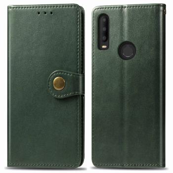 LEATHER BUCKLE Peňaženkový obal Alcatel 3X 2019 zelený