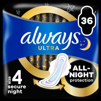 ALWAYS Ultra Secure Night hygienické vložky (veľ. 4) s krídelkami 36 ks