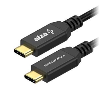 AlzaPower AluCore USB-C/USB-C 2.0, 5 A, 100 W, 0,15 m čierny (APW-CBTC7001B)