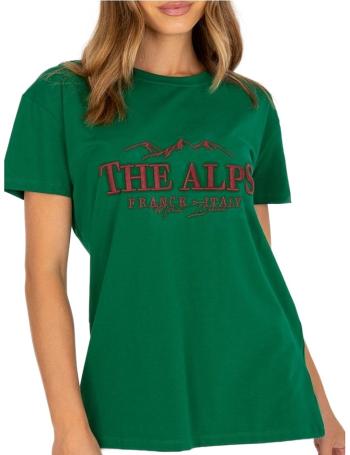Tmavozelené tričko s výšivkou "the alps" vel. ONE SIZE