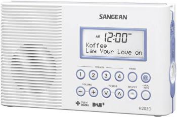 Sangean H-203D rádio do sprchy DAB+, FM   vreckové svietidlo, vodotesné biela
