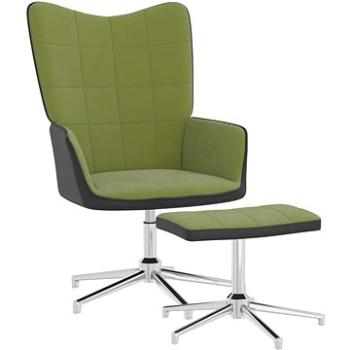 Relaxačné kreslo so stoličkou svetlo zelené zamat a PVC, 327867