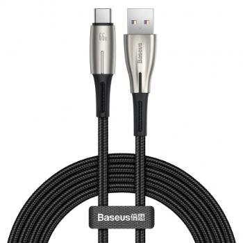 Baseus Water Drop-shaped kábel USB / USB-C 66W 6A 2m, čierny (CATSD-N01)