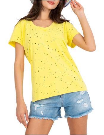 žlté tričko s efektným dierovaním vel. ONE SIZE