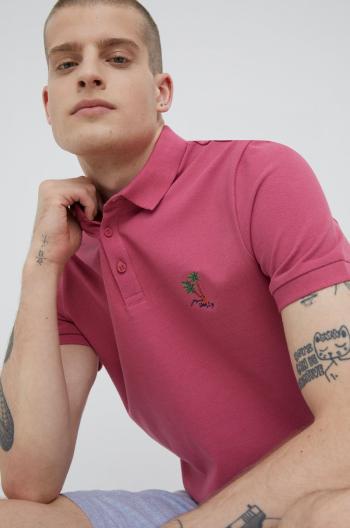 Bavlnené polo tričko Medicine ružová farba, jednofarebné,