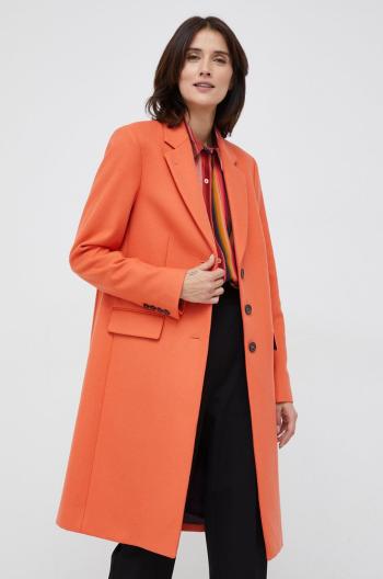 Vlnený kabát PS Paul Smith oranžová farba, prechodný,