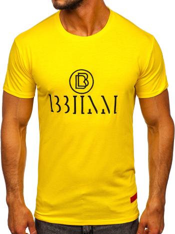 Žlté pánske tričko s potlačou Bolf KS2378