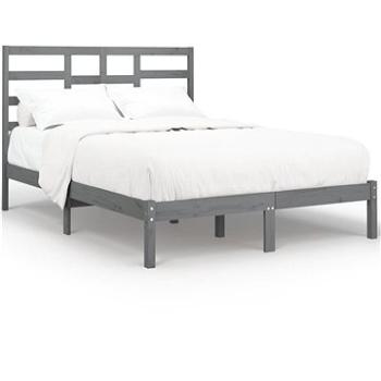 Rám postele sivý masívne drevo 140 × 200 cm, 3105797