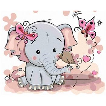Maľovanie podľa čísiel – Malý slon s motýľmi (HRAbz33370nad)