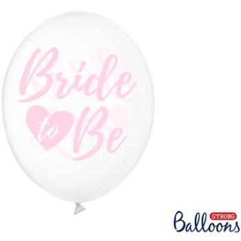 Nafukovacie balóny, 30 cm, Bride To be, priesvitné s ružovým nápisom, 6 ks (5902230764330)