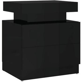 SHUMEE Nočný stolík čierny s vysokým leskom 45 × 35 × 52 cm drevotrieska, 326856