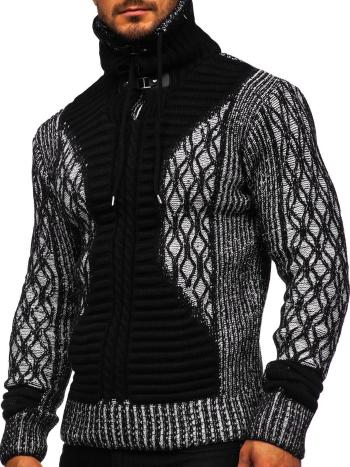 Čierný hrubý pánsky sveter zo stojačikom Bolf 2008