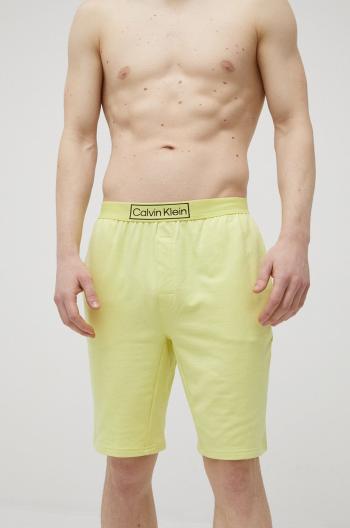 Pyžamové šortky Calvin Klein Underwear pánske, žltá farba, jednofarebná