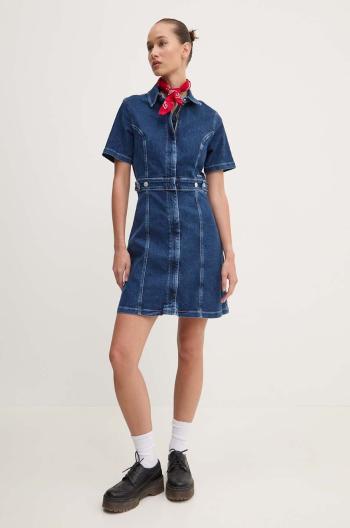 Rifľové šaty Tommy Jeans mini, áčkový strih, DW0DW18593